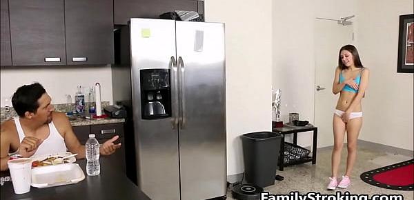  Dad Fucks His Teen Step Daughter In The Kitchen - FamilyStroking.com